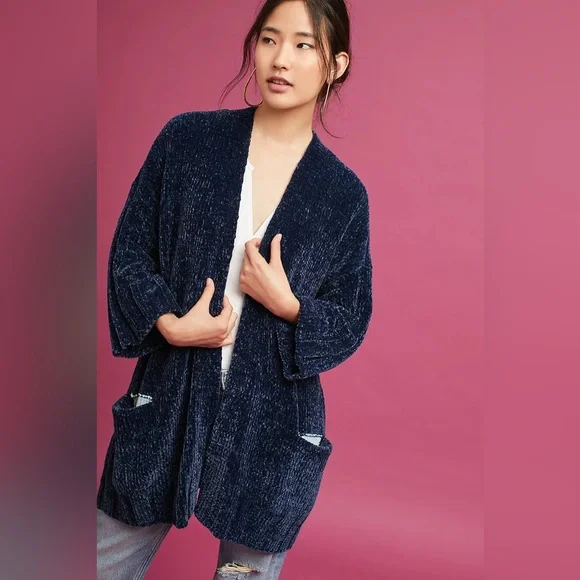 Moth Midnight Blue Velvet Robe - Picture 1 of 6